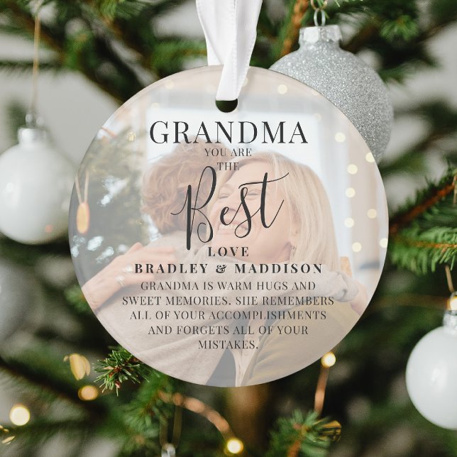 Moderne "GRANDMA" 2 Foto Namen & Zitat Weihnachten Ornament (Von Creator hochgeladen)