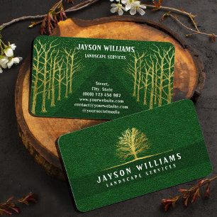 Moderne Grass Texture Business Card mit Gold Tree Visitenkarte