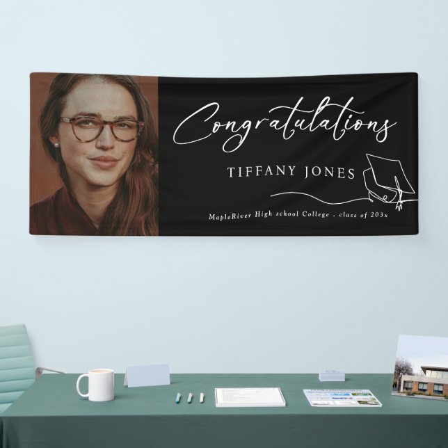 Moderne Gratulation Foto Graduation Party Banner (Messe)