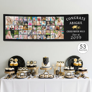 Moderne GRATULIERE ABSOLVENT 53 Foto-Collage-Banne Banner