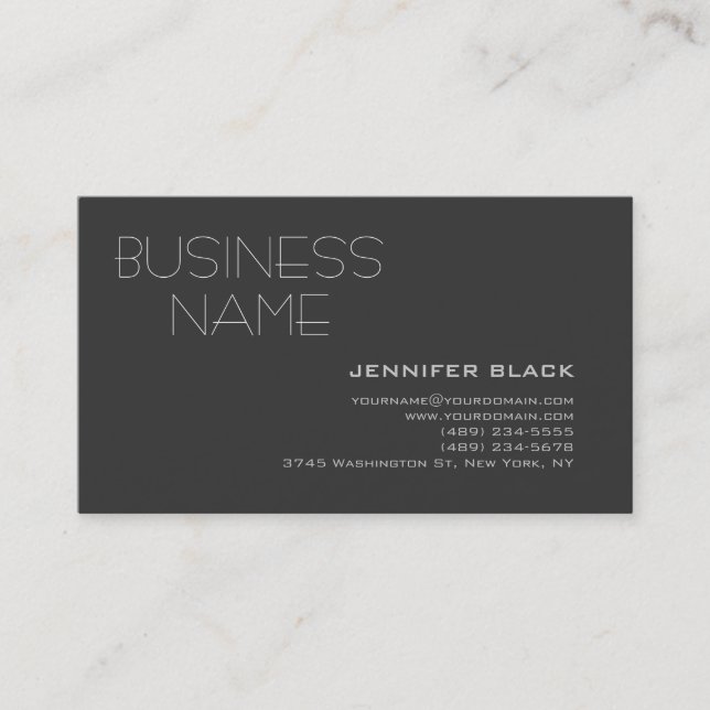 Moderne Grau Consultant Business Card Visitenkarte (Vorderseite)