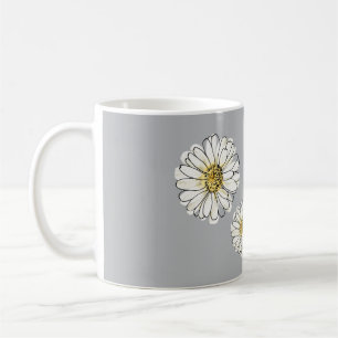 Moderne Grau Gelbe Gänseblümchen Blumen Jumbo Kaff Kaffeetasse