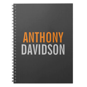 Moderne Grau Orange Text Minimalistisch Elegant Na Notizblock