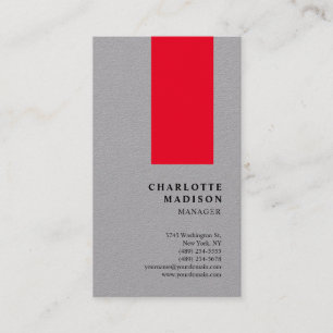 Moderne Grau Rot Trendy Minimalistisch Schlicht Visitenkarte