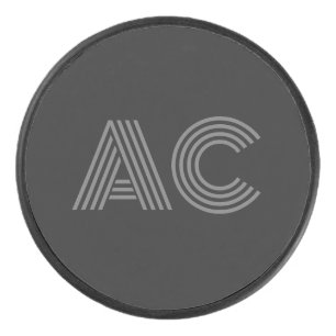 Moderne Grau-Schwarz-Monogramm Eishockey Puck