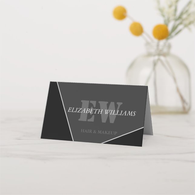 Moderne grau-schwarze Monogramm Ernennung Ca Terminkarte (Vorderseite)