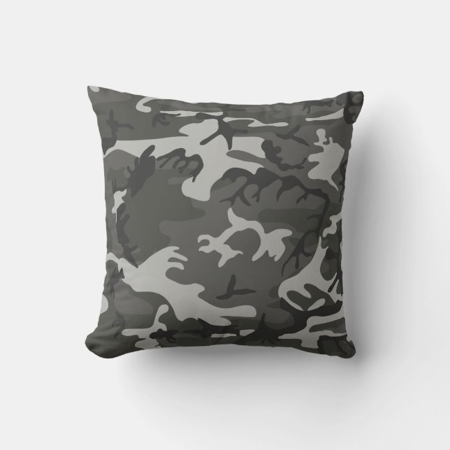 Moderne graue Abstrakte Camouflage Camouflage Kissen (Vorderseite)
