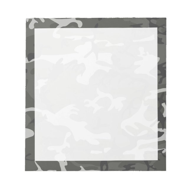 Moderne graue Abstrakte Camouflage Camouflage Notizblock (Vorderseite)