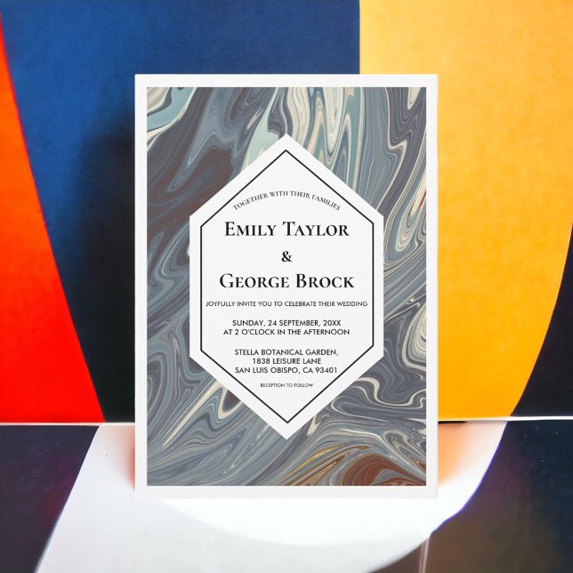 Moderne, graue Abstrakte Malerei Chic Wedding Einladung (Von Creator hochgeladen)