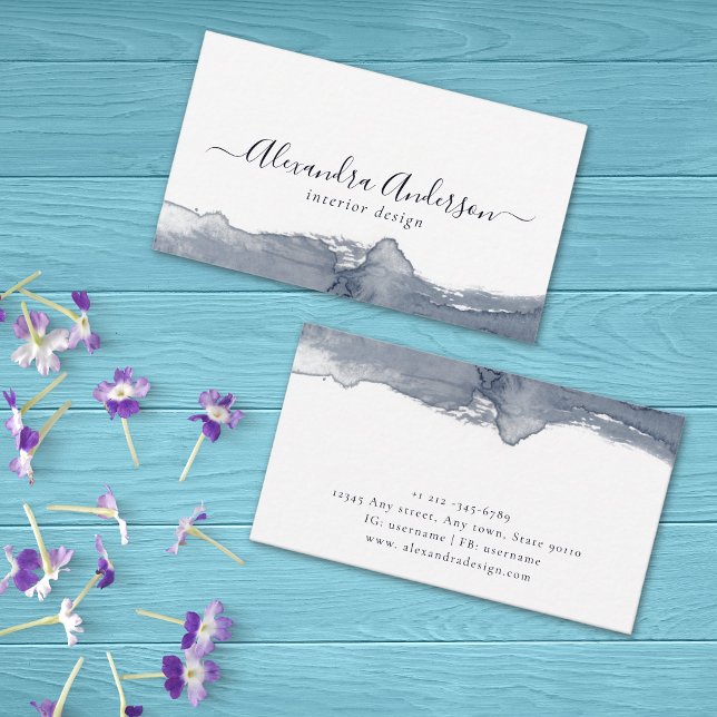 Moderne graue Aquarellkalligraphie Minimal Visitenkarte (Modern Gray Watercolor Calligraphy Minimal Business Card)