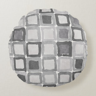 Moderne graue bemalte Flecken  Rundes Kissen