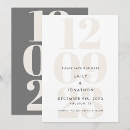 Moderne graue Creme Date Typografy Save The Date