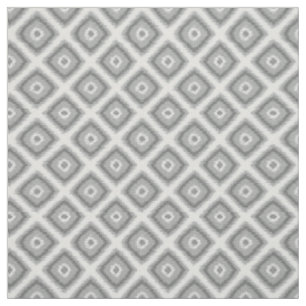 Moderne graue Diamantquadrate Ikat-Mosaikmuster Stoff
