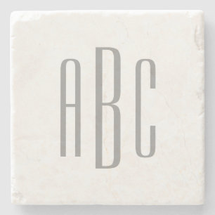 Moderne graue einfache drei Buchstaben Monogramm Steinuntersetzer
