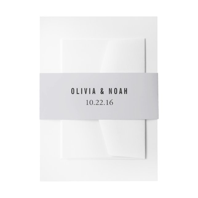 Moderne Graue Elegante Hochzeitseinladung Bauchban Einladungsbanderole (Vorderseite Beispiel)