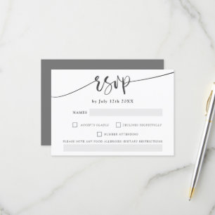 Moderne, graue, fette Schrift, elegante uAwg Hochz RSVP Karte