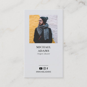 Moderne Graue Foto Social Media Business Cards Visitenkarte