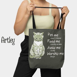 Moderne graue Funny Cat Phrase Pet Malerei Tasche