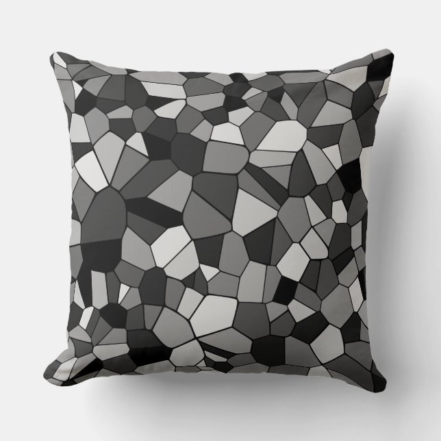 Moderne graue geometrische Mosaik Kissen (Vorderseite)