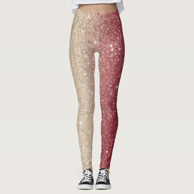 Moderne Graue Glitzer Glitzern Leggings (Vorderseite)