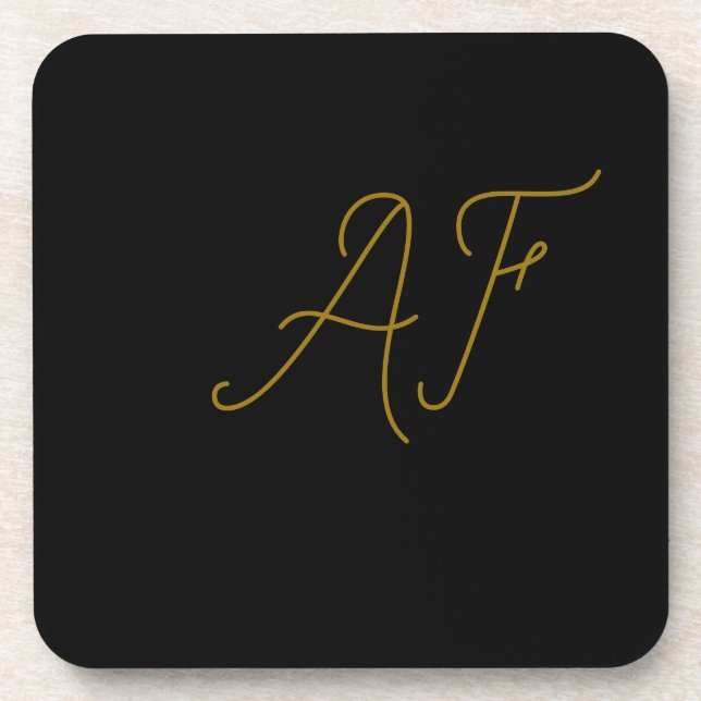 Moderne graue goldene Monogramm-Initialen Design Getränkeuntersetzer (Vorderseite)
