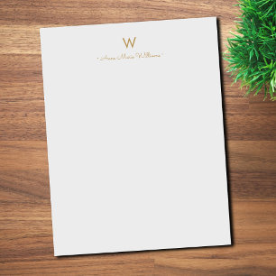 Moderne graue goldene Schriftmonogramm Briefbogen
