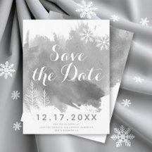 Moderne graue Hochzeit in Aquarellfarben Save the 