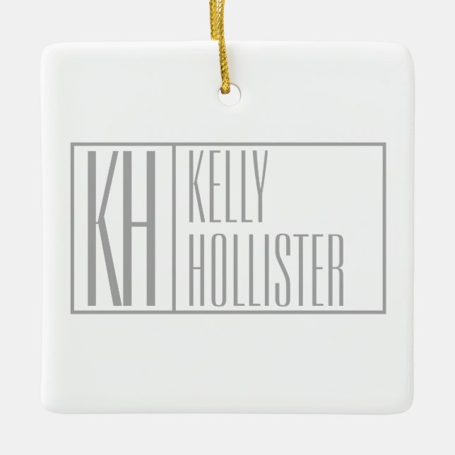 Moderne graue Initialen und Namen-Logo Keramikornament (Vorderseite)