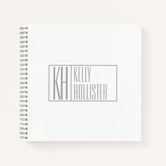 Moderne graue Initialen und Namen-Logo Notizbuch (Vorderseite)