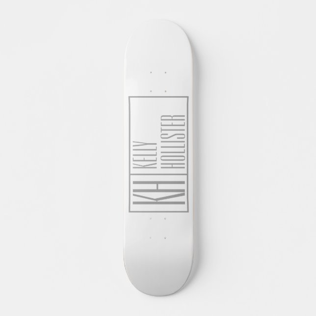 Moderne graue Initialen und Namen-Logo Skateboard (Vorne)