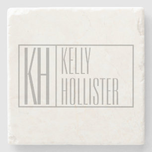 Moderne graue Initialen und Namen-Logo Steinuntersetzer