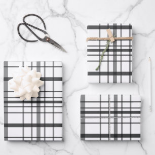 Moderne graue Karo-Minimalist-Geschenkverpackung Geschenkpapier Set