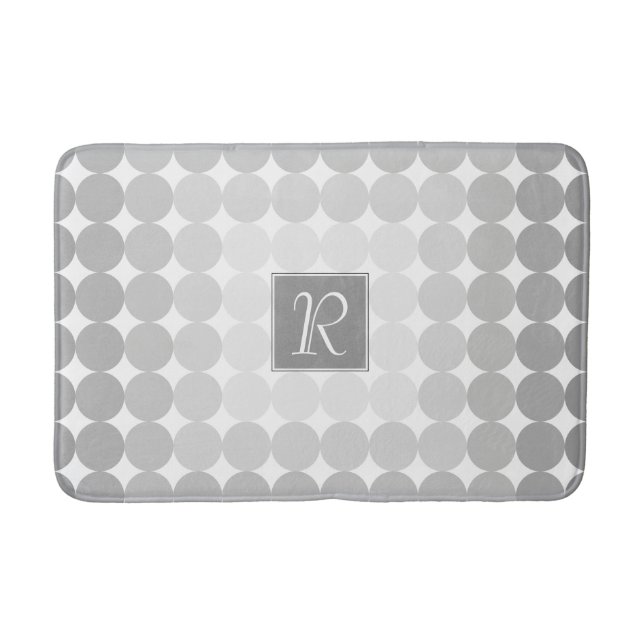 Moderne graue Kreise Monogramm Badematte (Vorderseite)