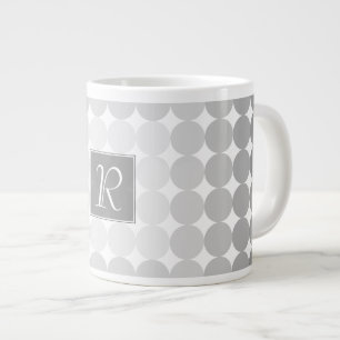 Moderne graue Kreise Monogramm Jumbo-Tasse