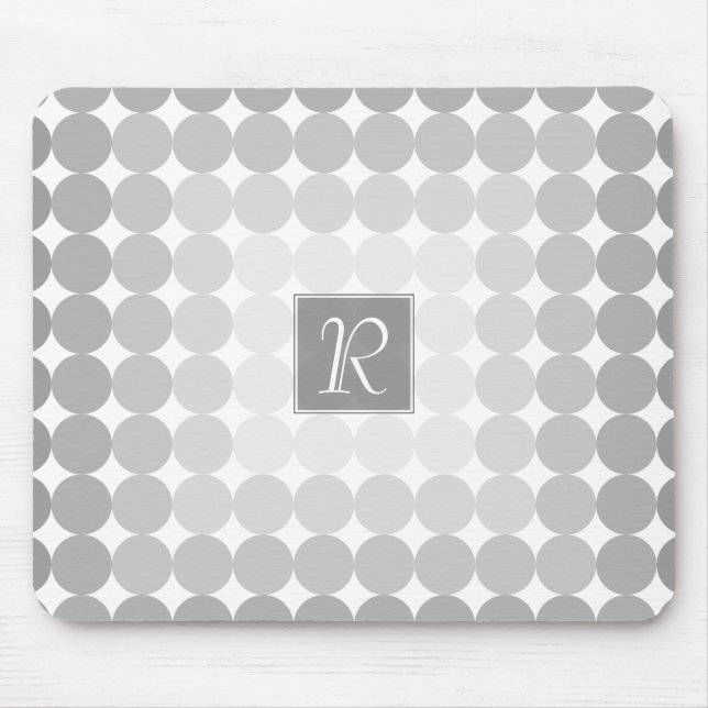 Moderne graue Kreise Monogramm Mousepad (Vorne)
