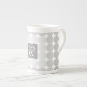 Moderne graue Kreise Monogramm Prozellantasse