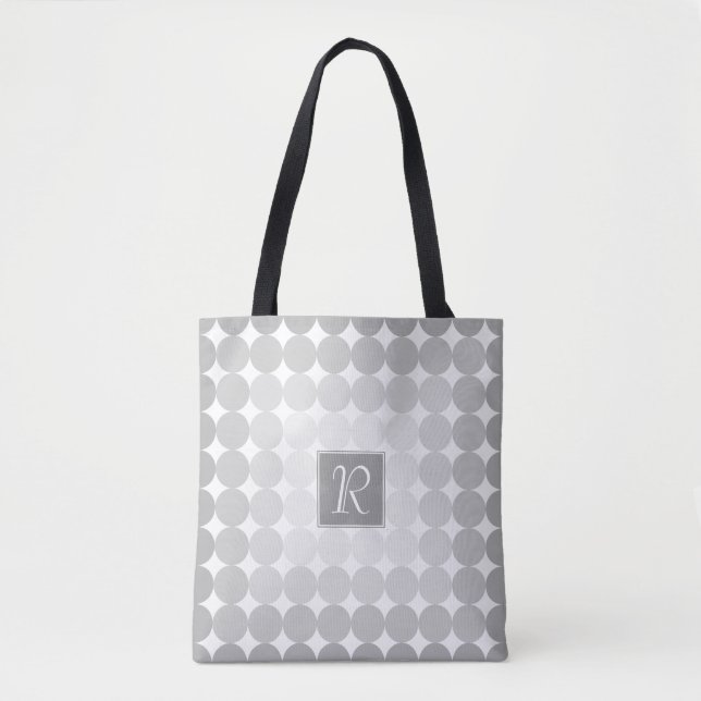 Moderne graue Kreise Monogramm Tasche (Vorderseite)