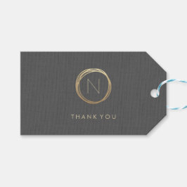 Moderne graue Linen Elegante Gold Monogram Vielen  Geschenkanhänger