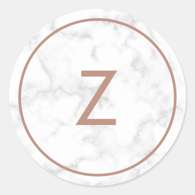 Moderne graue Marmor-Rose Gold Monogram Wedding Runder Aufkleber (Vorderseite)