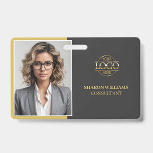 Moderne graue minimalistische Mitarbeiter-Foto-ID Ausweis