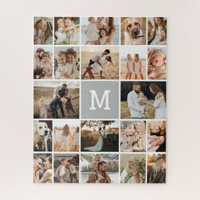 Moderne graue Monogramm-22-Fotocollage (Vertikal)