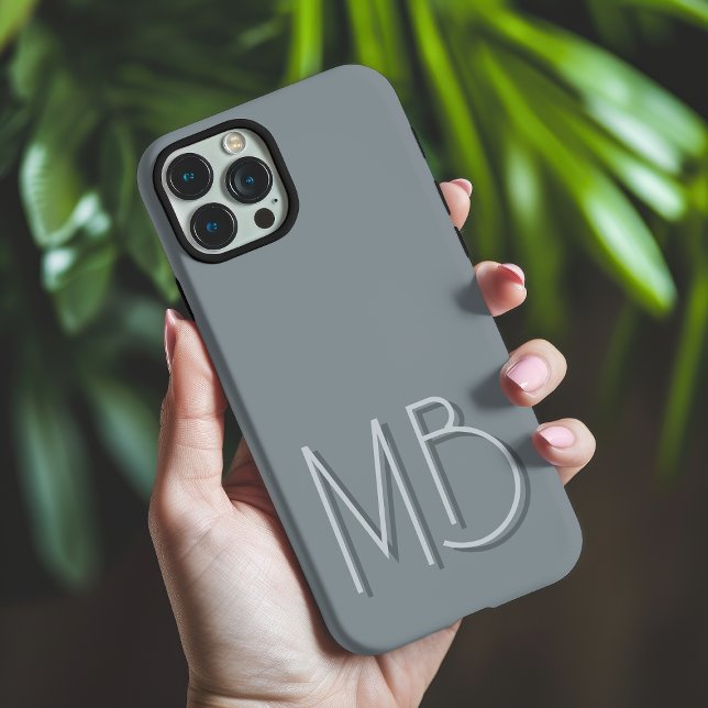 Moderne, graue Monogramm-Initialen für Zinnsauger iPhone 16 Pro Max Hülle (Von Creator hochgeladen)