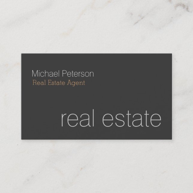 Moderne Graue Real Anwesen Agent Business Card Visitenkarte (Vorderseite)