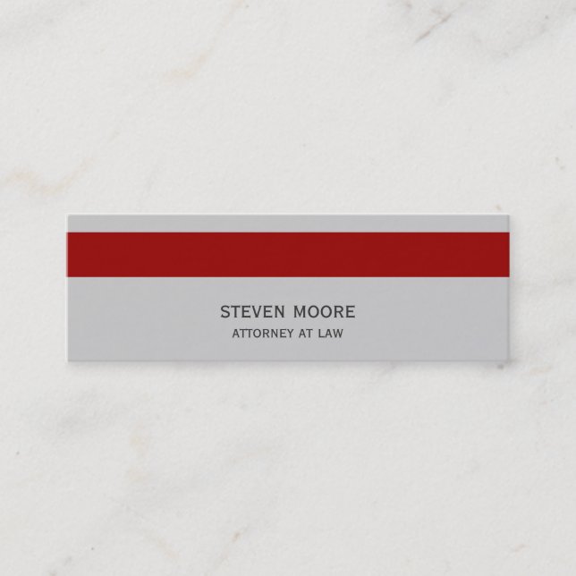 Moderne graue Red Lawyer Attorney Business Card Mini Visitenkarte (Vorderseite)
