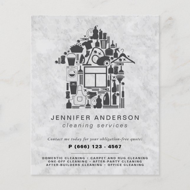 Moderne graue Reinigungsdienste Flyer (Vorne)