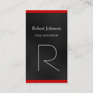Moderne graue rote Monogram-Visitenkarte Visitenkarte