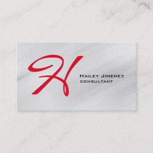 Moderne graue rote Monogramm Professional Visitenkarte