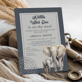 Moderne graue Safari Kinderdusche Einladung