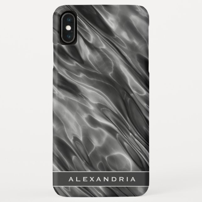 Moderne graue Satin Print | Monogramm oder Name Case-Mate iPhone Hülle (Rückseite)