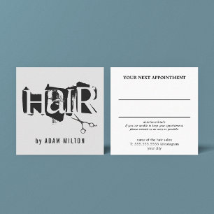 Moderne graue schwarze Schere Hairstylist Quadratische Visitenkarte